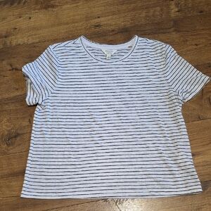 Banana Republic Black and White Striped Short Sleeve Tee